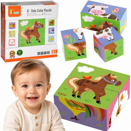 Drewniana układanka Farma Puzzle Viga Toys 4 klocki