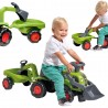 FALK Traktorek Jeździk Baby Claas z Koparką Łyżką i Przyczepą