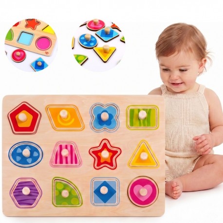 TOOKY TOY Puzzle Układanka z Pinezkami Figury Geometryczne