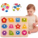 TOOKY TOY Puzzle Układanka Montessori Nauka Kształtów z Pinezkami