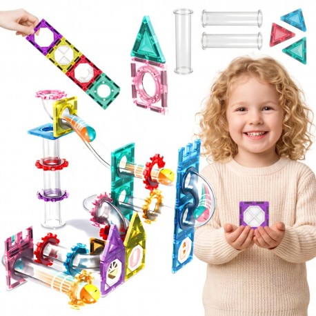 WOOPIE Klocki Magnetyczne Konstrukcyjne 3D Zestaw Edukacyjny Tor Kulkowy 126el.el.