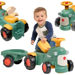 FALK Traktorek Baby Maurice Zielony Vintage z Przyczepką od 1 roku z Recyklingu