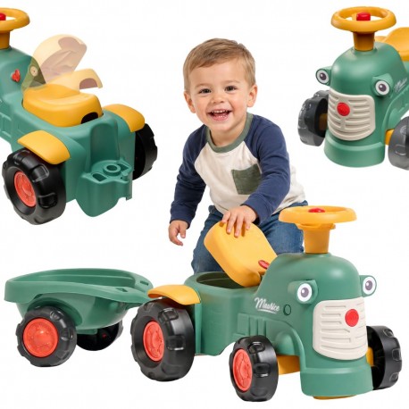FALK Traktorek Baby Maurice Zielony Vintage z Przyczepką od 1 roku z Recyklingu