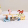 TOOKY TOY Drewniane Klocki Układanka Wieża Stacker Stosy Zwierzątka Montessori 13 el.