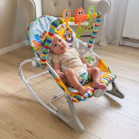 WOOPY BABY Leżaczek Bujaczek Z Wibracjami I Pałąkiem