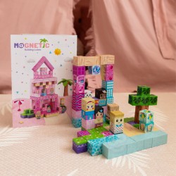 WOOPIE Klocki Magnetyczne Sześciany Magnesy 86el 3D Edukacyjne Układanka Zestaw Montessori dla Dzieci 3+