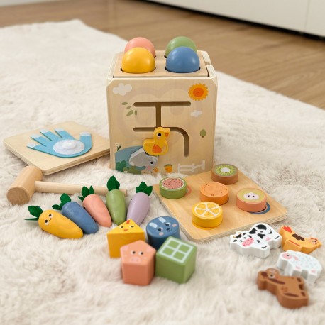 TOOKY TOY Drewniana Wiosenna Kostka Edukacyjna 5w1