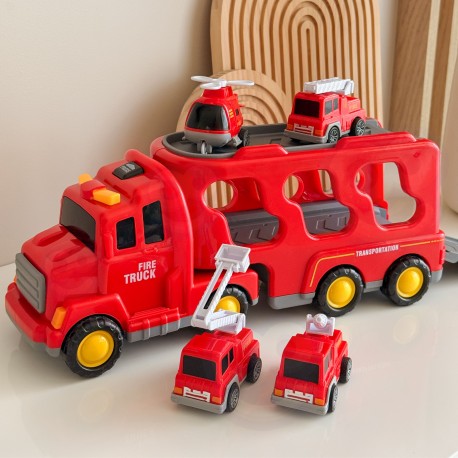 Duży Zestaw Straży Pożarnej Laweta + 4 Auta Woopie