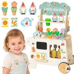 TOOKY TOY Wózek Ogrodowy Sklepik Drewniana 57el
