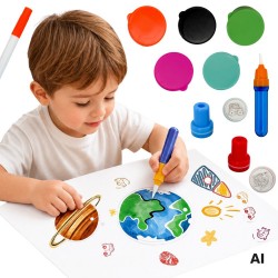 WOOPIE Magiczny Pędzel Zestaw Kreatywny Do Rysowania Pieczątki Dzieci 3+
