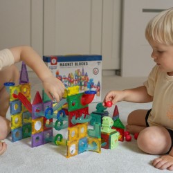 WOOPIE Klocki Magnetyczne Konstrukcyjne 3D Zestaw Edukacyjny Tor Kulkowy 170el.