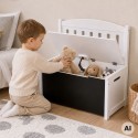 Tooky Toy Drewniana Skrzynia 3w1 na Zabawki Ławka z Tablicą do Rysowania