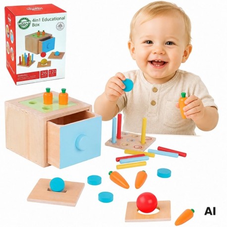WOOPIE GREEN Drewniana Szuflada Edukacyjna Sorter Montessori
