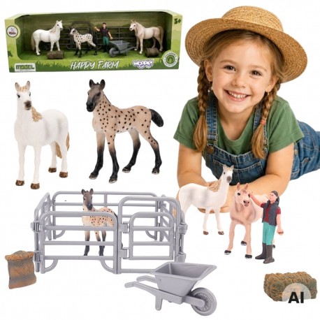WOOPIE Zestaw Figurek Farma Konie Mały Farmer 11 el. Akcesoria