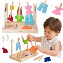 VIGA Drewniany Zestaw do Prania Suszarka Ubranka Klamerki Montessori 27 el