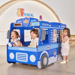 VIGA Duży Drewniany Radiowóz Policyjny Zestaw Edukacyjny Dla Dzieci Policja