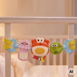 WOOPIE BABY Zawieszka do Wózka Łóżeczka Sensoryczna Grający Krab Lusterko Rybka 6m