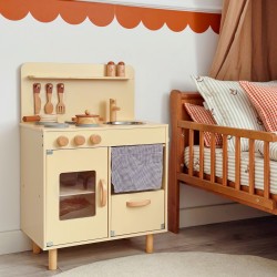 TOOKY TOY Drewniana Beżowa Kuchnia z Akcesoriami