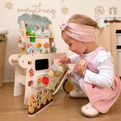 TOOKY TOY Wózek Ogrodowy Sklepik Drewniana 57el