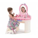 STEP2 Toaletka dla Dziewczynki z Bezpiecznym Lustrem Oświetleniem Biało-różowa + Krzesełko