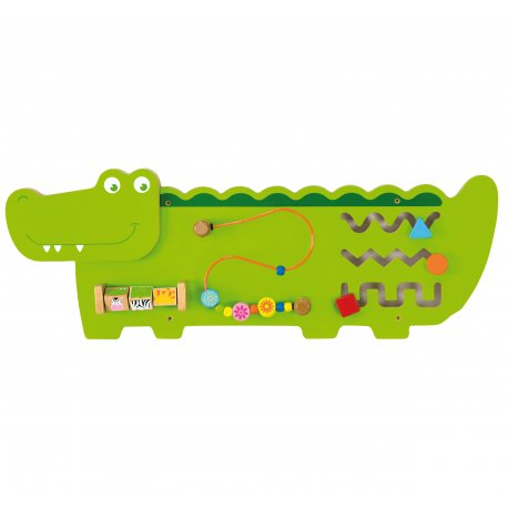Sensoryczna tablica manipulacyjna drewniana Viga Toys Krokodyl