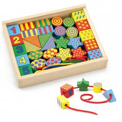 Drewniane Klocki sensoryczne do nawlekania Viga Toys