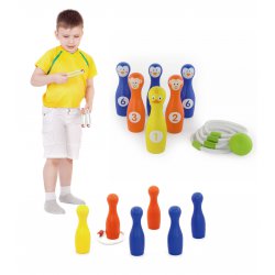 Drewniane kręgle zwierzątka z pierścieniami do rzucania Viga Toys