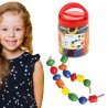 Viga Zestaw kolorowych koralików z drewna do nawlekania w słoiku