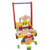 Drewniany Wózek Chodzik Pchacz dla dzieci z klockami Viga Toys