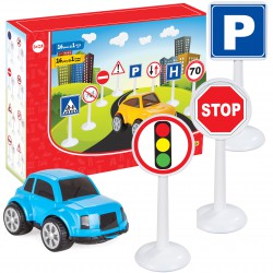 Zestaw Edukacyjny Mini Znaków Drogowych + Samochodzik WOOPIE