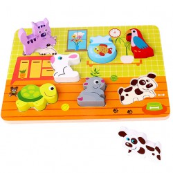 TOOKY TOY Grube Puzzle Zwierzęta Domowe Dopasuj Kształty