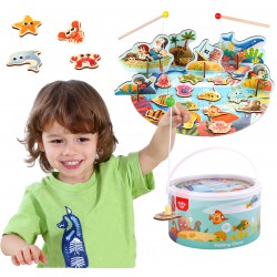 TOOKY TOY Gra Zręcznościowa Łowienie Rybek Wędkowanie Puzzle 2w1