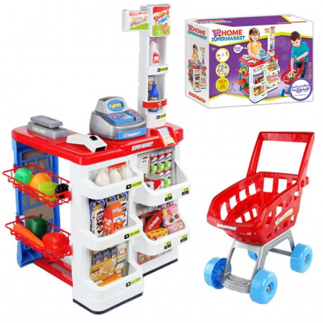 WOOPIE Sklep Supermarket z Wózkiem Na Zakupy Waga Kasa Sklepowa (24akc.)