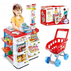 WOOPIE Luksusowy Supermarket z Wózkiem Waga Kasa Skaner + akc