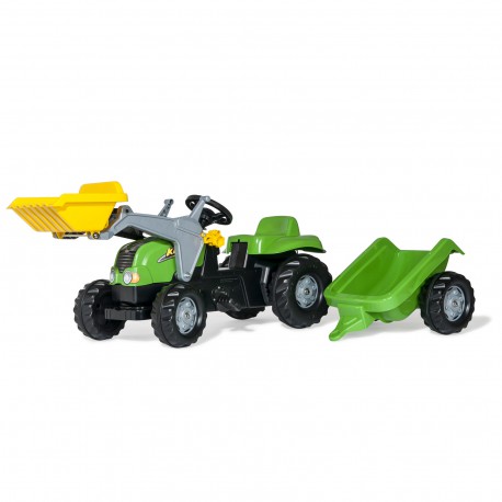 Rolly Toys Traktor Kid zielony z łyżką i przyczepą