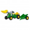 Rolly Toys RollyKid  John Deere Traktor na Pedały z Łyżką i Przyczepą - Zielony