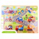 TOOKY TOY Drewniane Puzzle Transport Pojazdy z Pinezkami Do Dopasowania