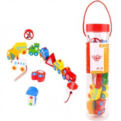 TOOKY TOY Klocki Koraliki Przeplatanka Do Nawlekania Pojazdy Samochody