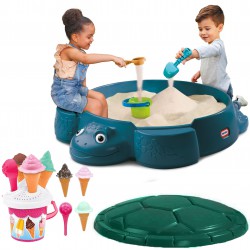 LITTLE TIKES Piaskownica Żółw Go Green z Przykrywką + Wiaderko z Lodami Woopie