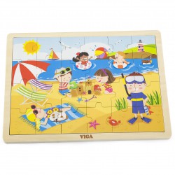 VIGA Drewniane Puzzle Pojazdy w mieście 24 Elementy