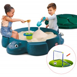 LITTLE TIKES Piaskownica Żółw Go Green z Przykrywką + Bramka Piłkarska dla Dzieci z Pompką WOOPIE