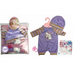WOOPIE Ubranko dla Lalki Mega Zestaw Body Czapeczka Smoczek Pielucha 43 cm
