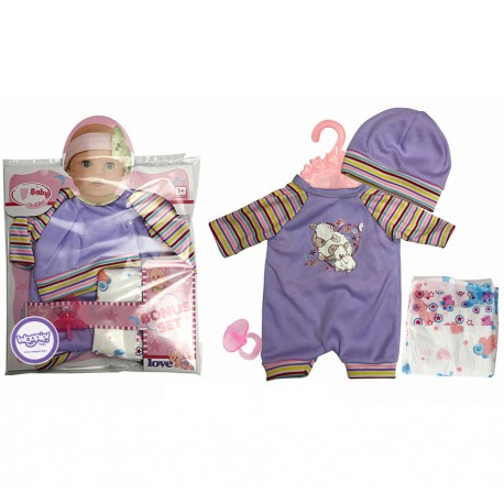 WOOPIE Ubranko dla Lalki Mega Zestaw Body Czapeczka Smoczek Pielucha 43 cm