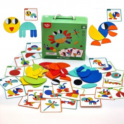 TOOKY TOY Drewniana Układanka Klocki 40 Wzorów do Odtworzenia 55 el.