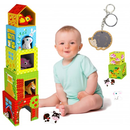 TOOKY TOY Kostki Farma w Pudełkach Układanka