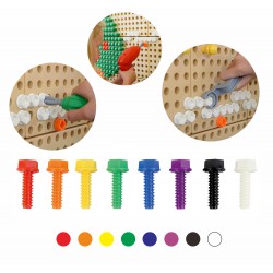 Kolorowe Śrubki Do Tablicy Kreatywnej Naukowej STEM Masterkidz 512 Sztuk Mix Kolorów