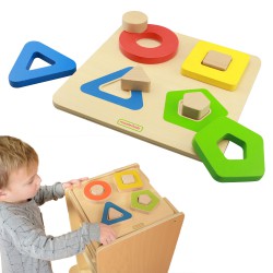 MASTERKIDZ Podw&oacute;jny Drewniany Sorter Kształt&oacute;w Kolorowe Klocki