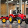FALK Traktorek Red Supercharger na Pedały z Przyczepką Otwierana Maska od 3-7 Lat