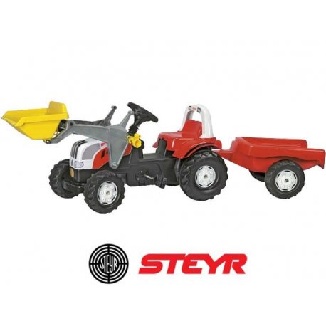 Rolly Toys KID Traktor na pedały STEYR czerwony z łyżką i przyczepą