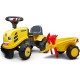 FALK Traktorek Baby Mac Cormick Żółty z Przyczepką + akc. od 1 roku